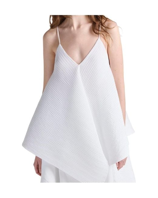 J.W. Anderson White Pleated Handkerchief-Hem Blouse