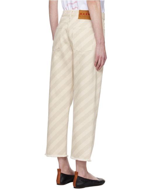 Marni Natural Striped Wide-Leg Jeans