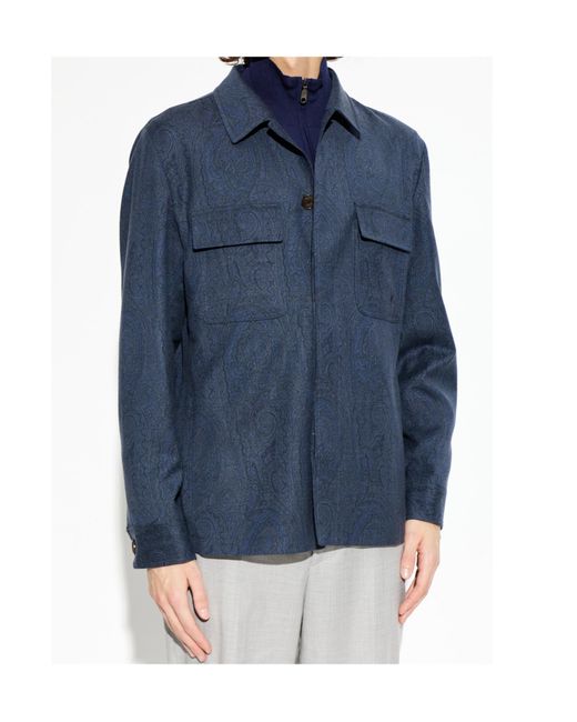 Etro Blue Flap Pocket Shirt Jacket for men