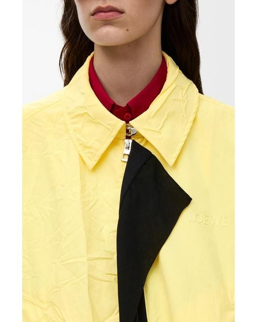 Loewe Yellow Crinkled-Finish Scarf-Detail Jacket