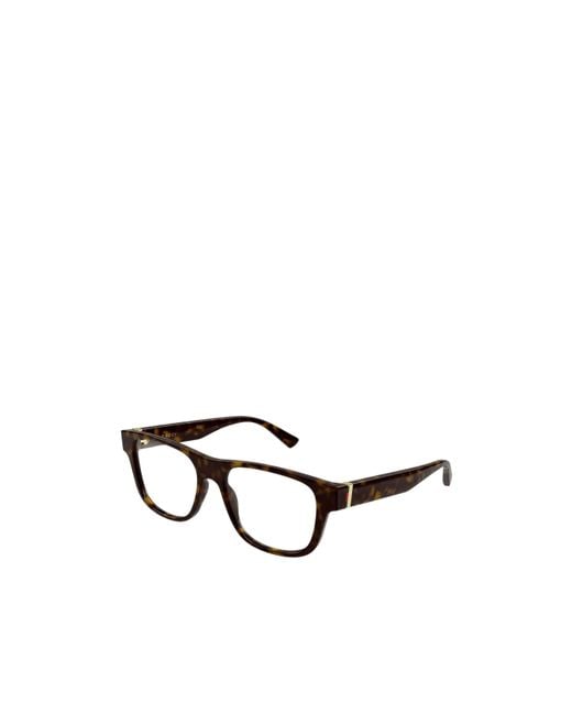 Gucci White Eyewear Rectangle Frame Glasses for men