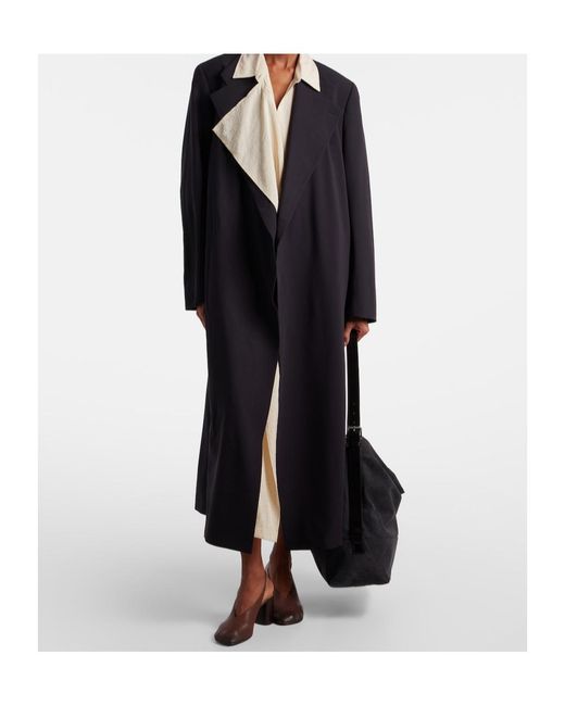 Lemaire Black Wool Crêpe Wrap Coat