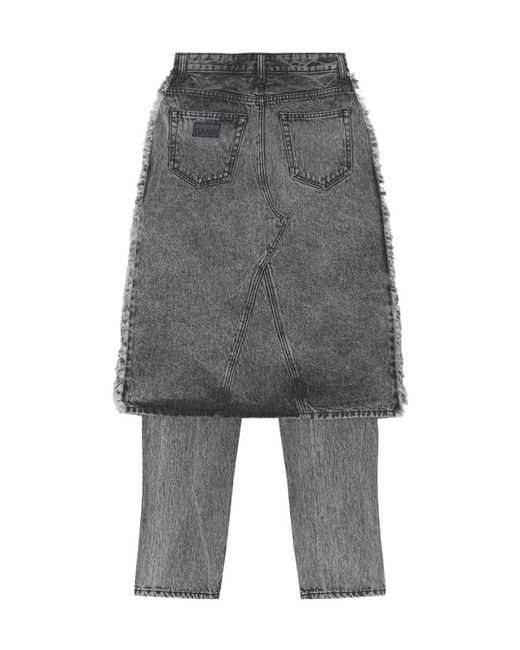 Ganni Gray Snow Washed Denim Skirt Jeans