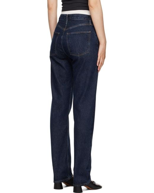 Agolde Blue Mid-Rise Straight Leg Jeans