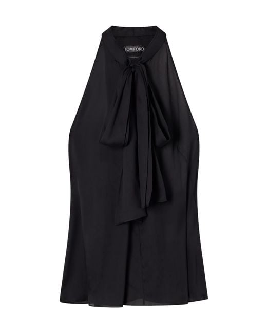 Tom Ford Black Patterned Halterneck Top