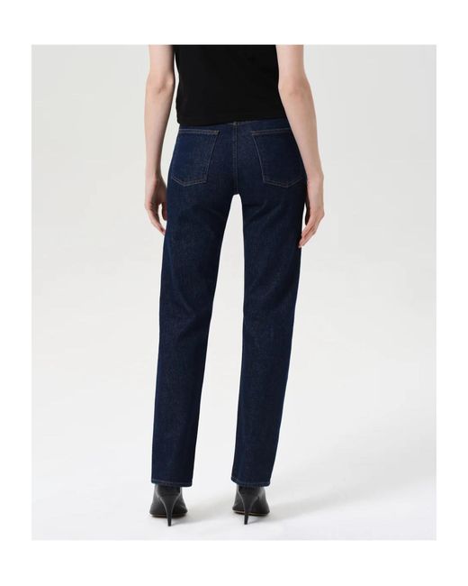 Agolde Blue 90's Pinch Waist High Rise Straight Long (Comfort Stretch)