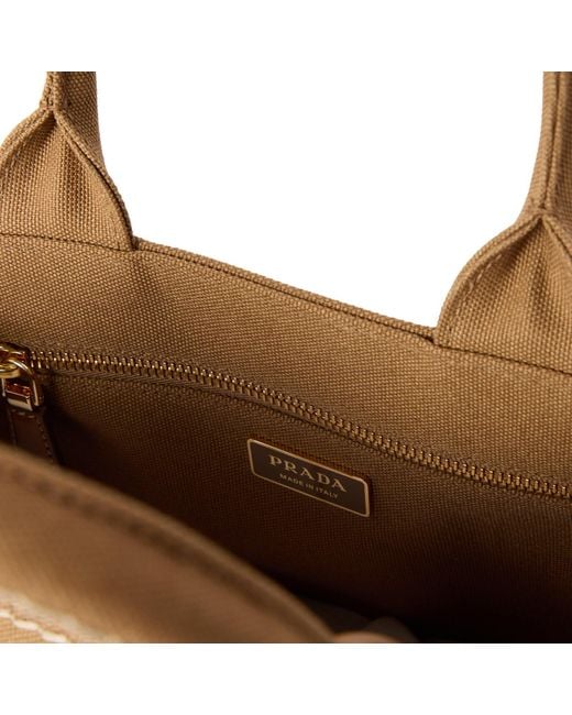 Prada Natural Small Plain Canvas Bag