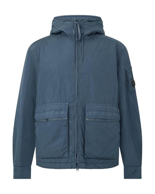 C P Company Blue Slate- Hooded Multi-Pocket Jacket for men