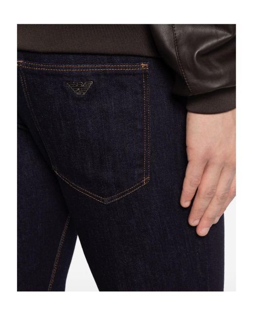 Emporio Armani Blue Logo-Patch Five-Pockets Jeans for men