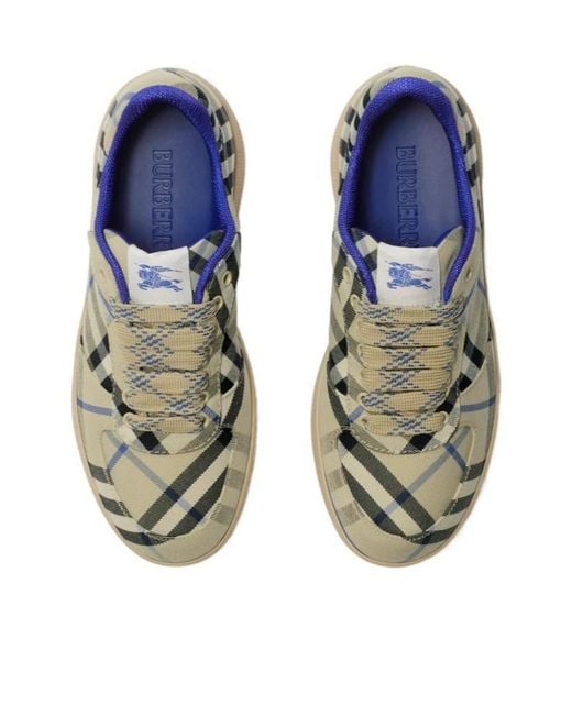 Burberry Green Terrace Checked Lace-Up Sneakers