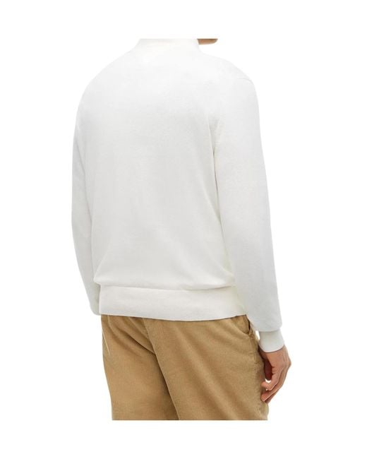 Tommy Hilfiger White Mock Neck Quarter-Zip Jumper With Cashmere for men