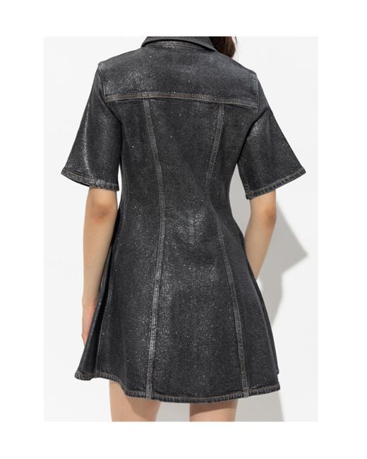 Ganni Black Flared Denim Mini Dress