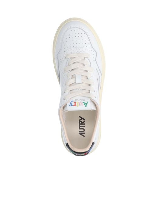 Autry White Logo-Patch Perforated Sneakers