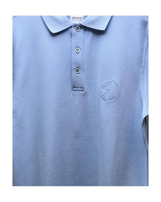 Armani Collezioni Blue Logo Lapel Polo Shirt for men