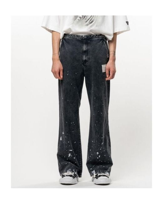Maison Mihara Yasuhiro Blue Distressed Paint-Splatter Jeans for men