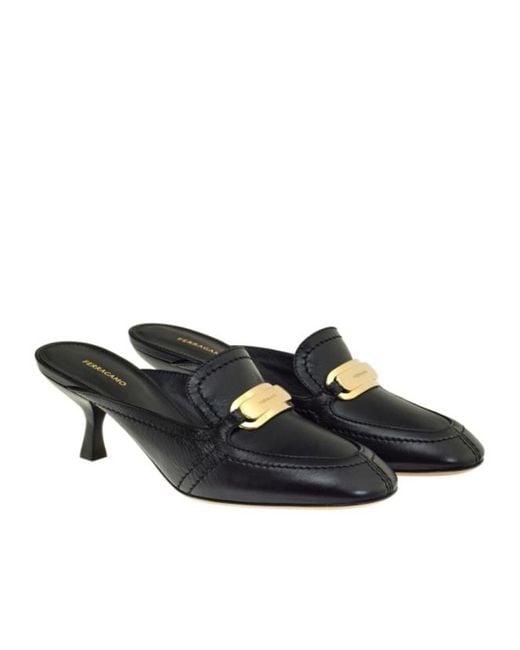 Ferragamo Black Ferragamo Elodye Slip-On Mules