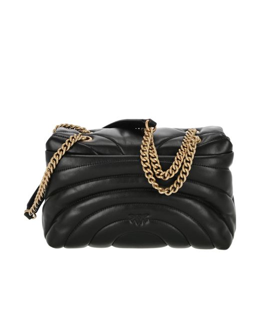 Pinko Black Love Puff Large Butterfly Quilted Crossbody Bag
