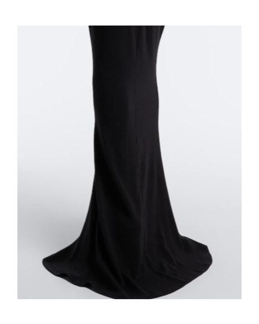 Mugler Black Turtleneck Wool-Blend Jersey Maxi Dress