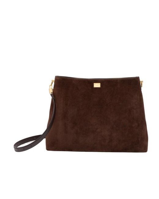 Dolce & Gabbana Brown Vittoria Logo Plate Crossbody Bag