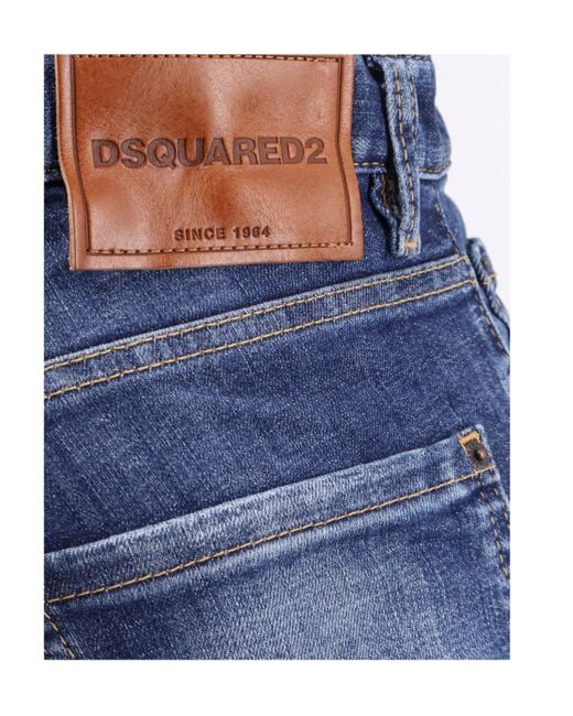 DSquared² Blue Logo-Patch Distressed Jeans for men