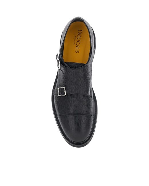 Doucal's Black Double-Buckle Loafers for men