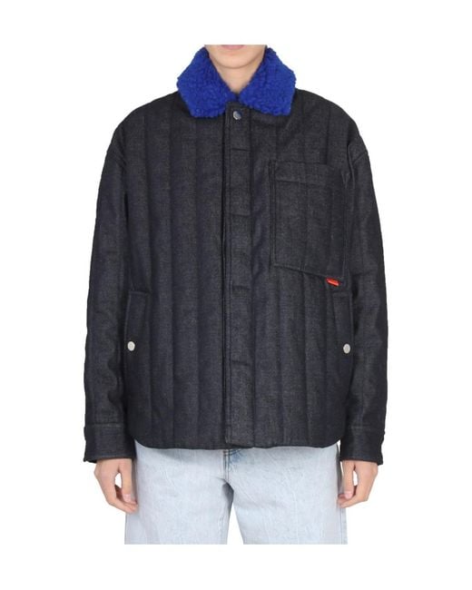 Sunnei Blue Color-Blocked Collar Button Casual Jacket for men