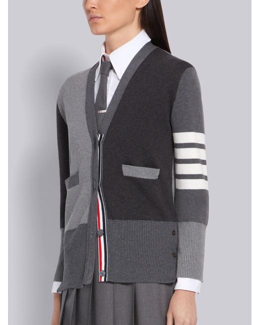 Thom Browne Gray 4-Bar Colour Block Cardigan