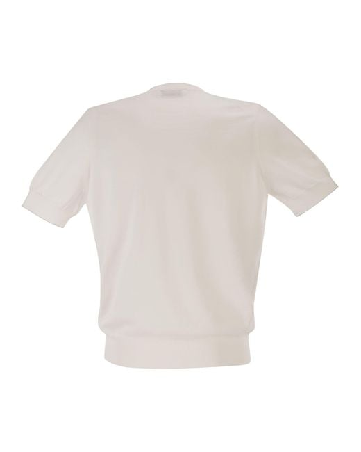 Brunello Cucinelli White Ribbed Short-Sleeve T-Shirt for men