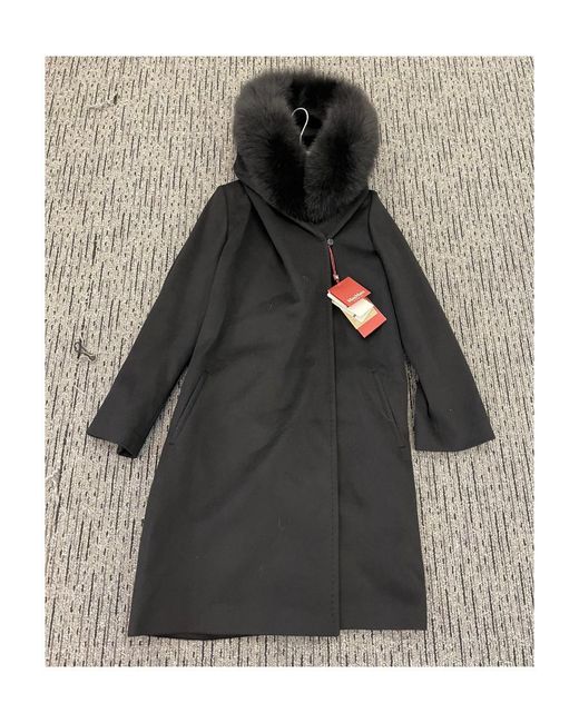 Max Mara Black Hooded Coat
