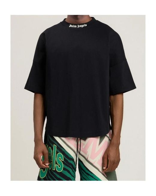 Palm Angels Black Logo Printed Crewneck T-Shirt for men