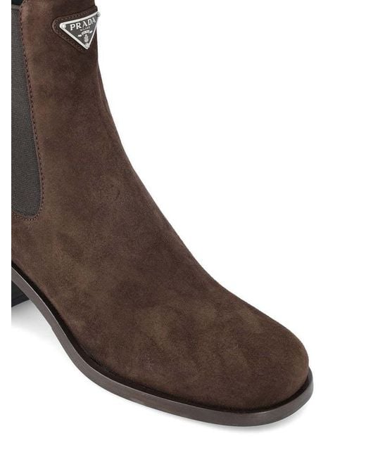 Prada Brown Round-Head Short Boots