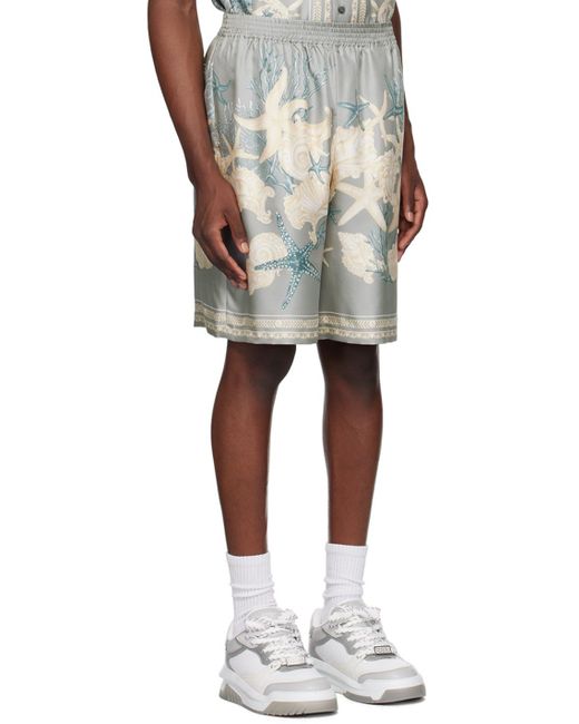 Versace Gray Barocco Sea Printed Elasticated Waistband Shorts for men