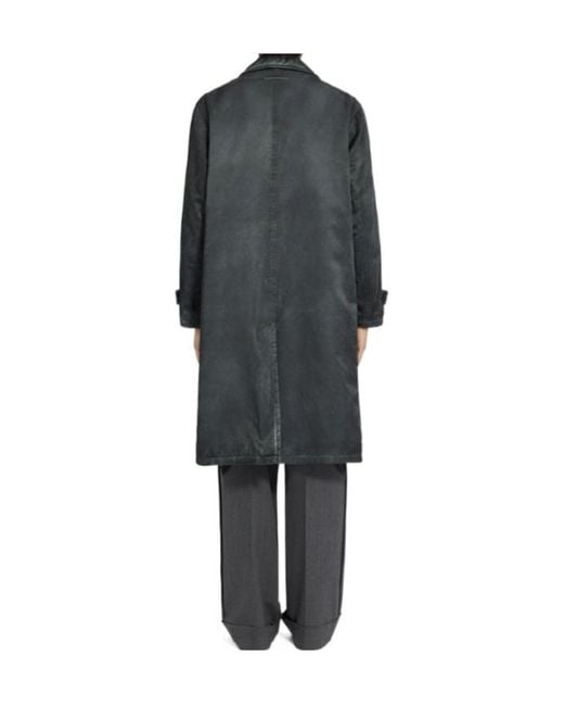 MM6 by Maison Margiela Black Waxed Single-Breasted Coat for men