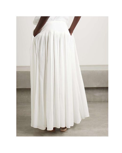 The Row White Trim Pleated Skirt