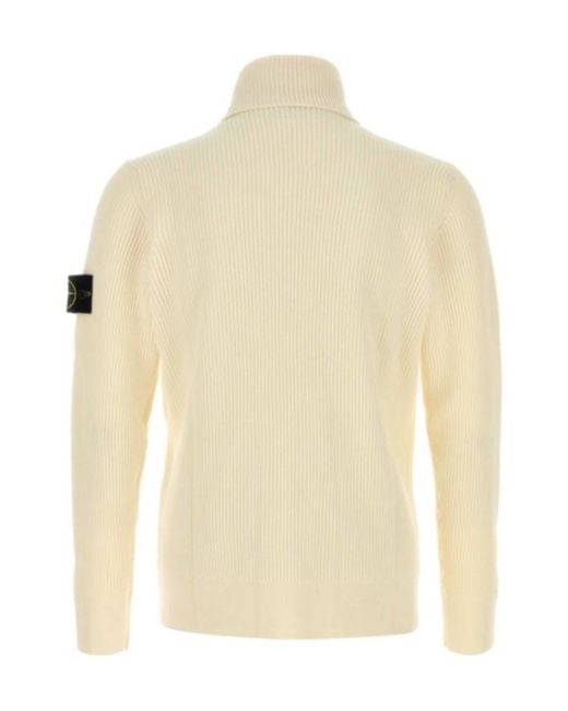 Stone Island White Logo Patch High Neck Sweater for men