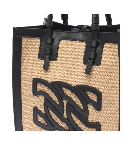Casadei Black Baurivage Woven Top Handle Bag