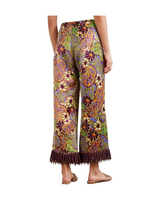 ALÉMAIS Red Printed Satin Wide-Leg Pants