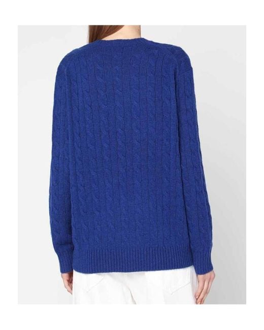 Polo Ralph Lauren Blue Logo-Embroidered Crewneck Jumper