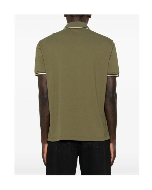 Emporio Armani Green Logo-Embroidered Tipped Polo Shirt for men