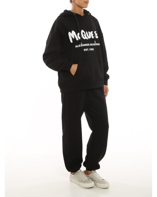McQueen Black Logo Printed Jersey Joggers