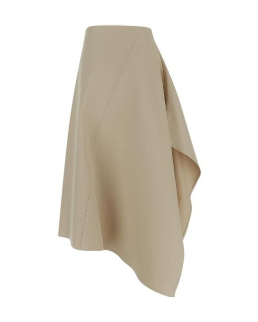 Bottega Veneta Natural Asymmetric Midi Skirt