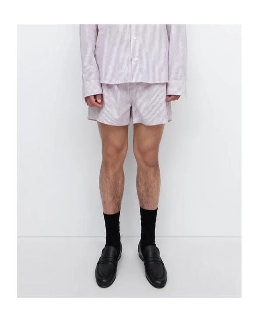 GIMAGUAS Pink Embroidered Pyjama Shorts for men