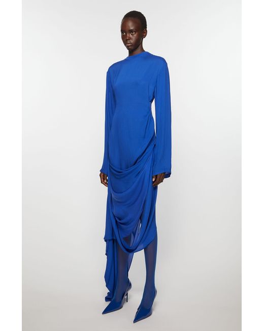 Acne Blue Asymmetric Maxi Dress