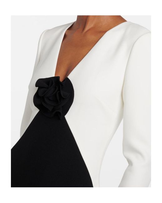 Roland Mouret Black Floral-Appliqué Crêpe Gown