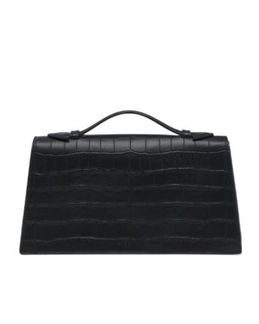 McQueen Black Skull Crocodile-Effect Shoulder Bag