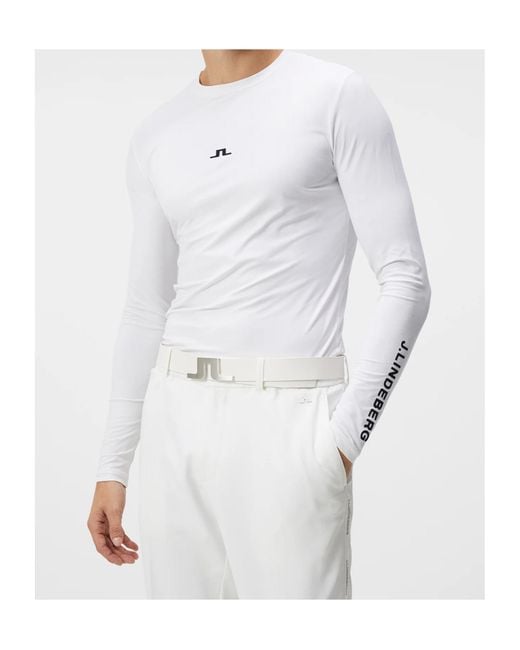 J.Lindeberg White Long Sleeve Logo T-Shirt for men