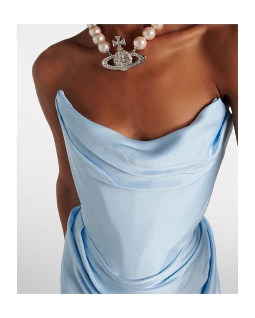 Vivienne Westwood Blue Galaxy Strapless Satin Gown