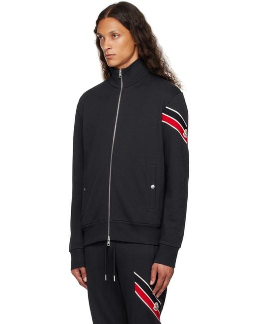 Moncler Blue Logo Patch Zip-Up Sweatshirt for men