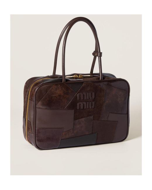 Miu Miu Brown Leather Patchwork Beau Bag