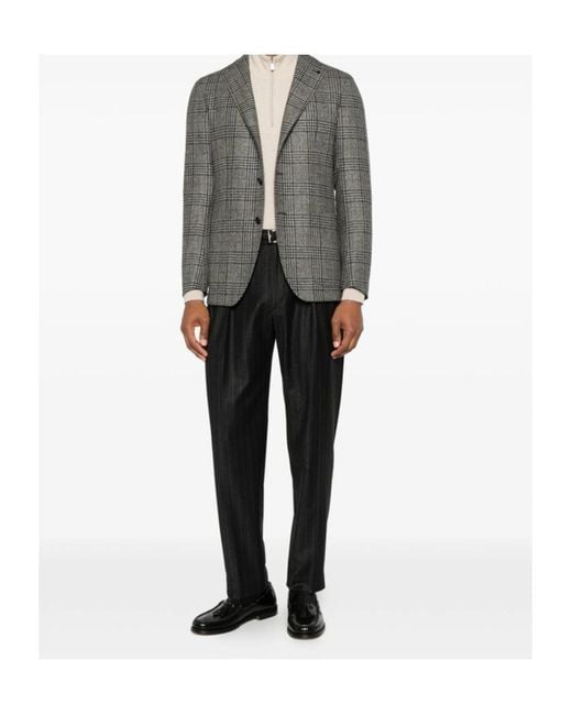 Tagliatore Gray Striped Casual Pants for men